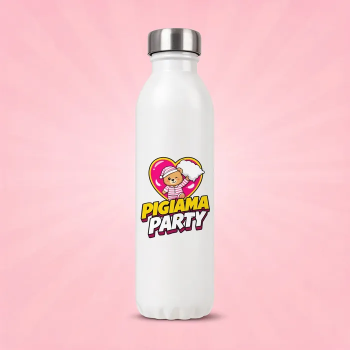 Borraccia bianca col logo Pigiama Party