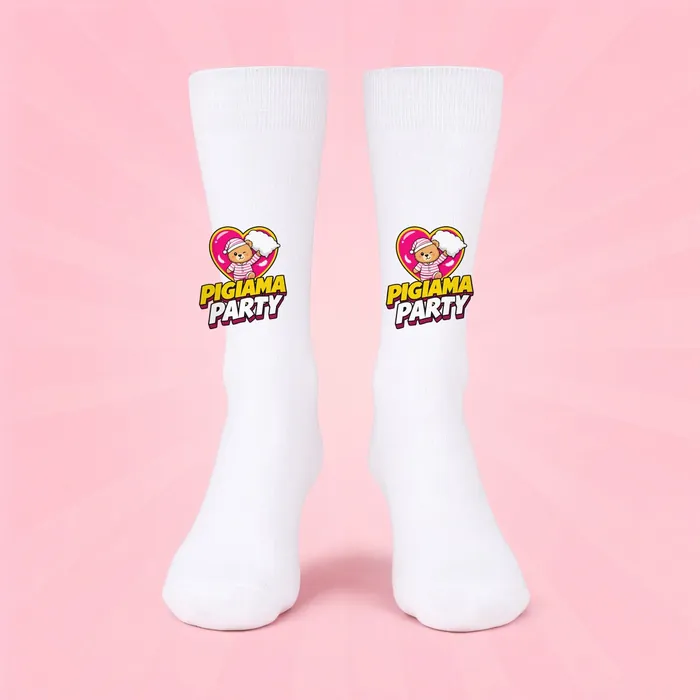Calzini bianchi col logo Pigiama Party