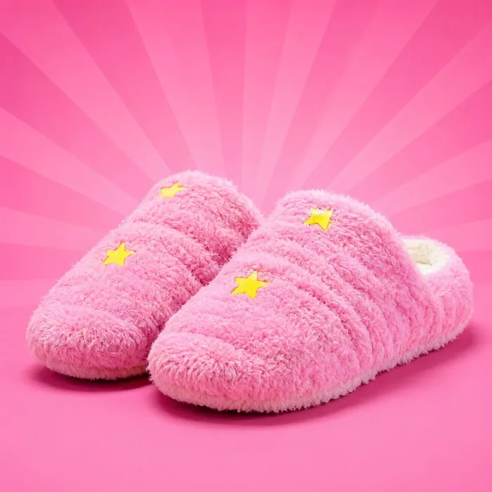Ciabatte rosa pelose con stelline