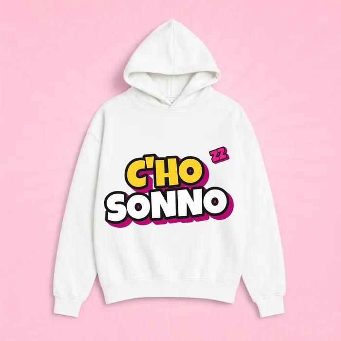 Felpa bianca con scritta C'ho sonno