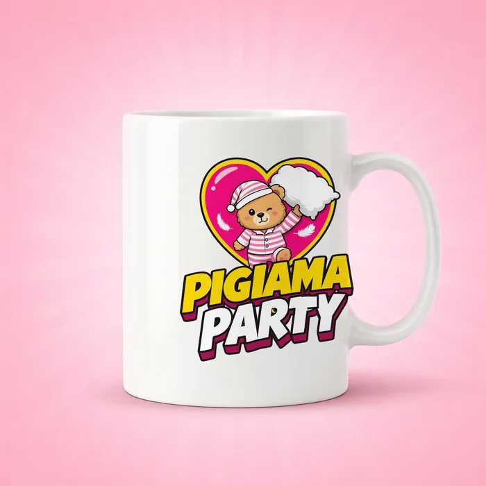 Tazza bianca col logo Pigiama Party