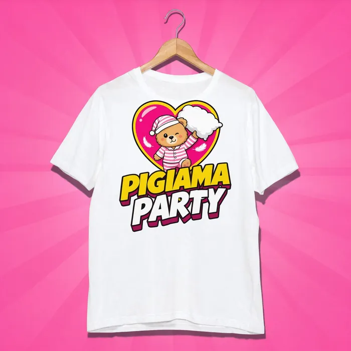 T-shirt bianca col logo Pigiama Party